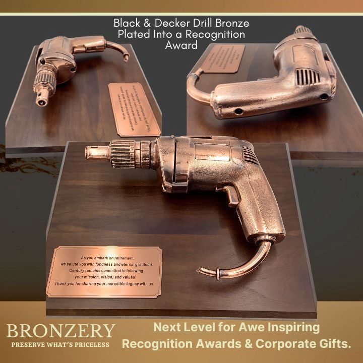 bronze plated black and decker drill corporate award