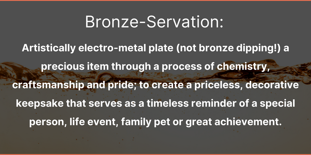 Metallic bronze plate over any special keepsake