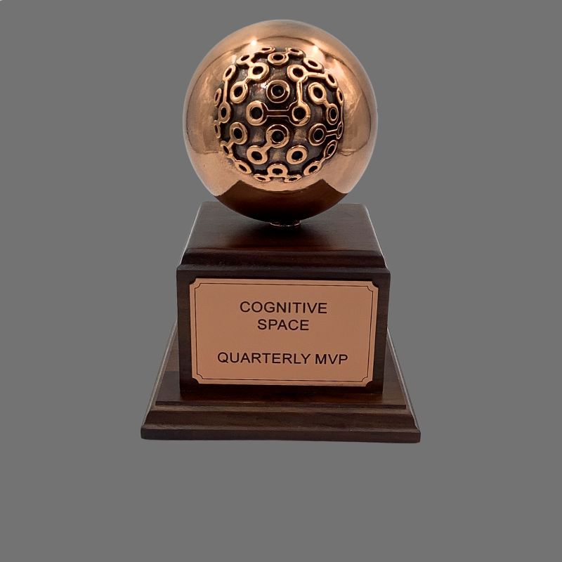 Memorable corporate award as traveling trophy