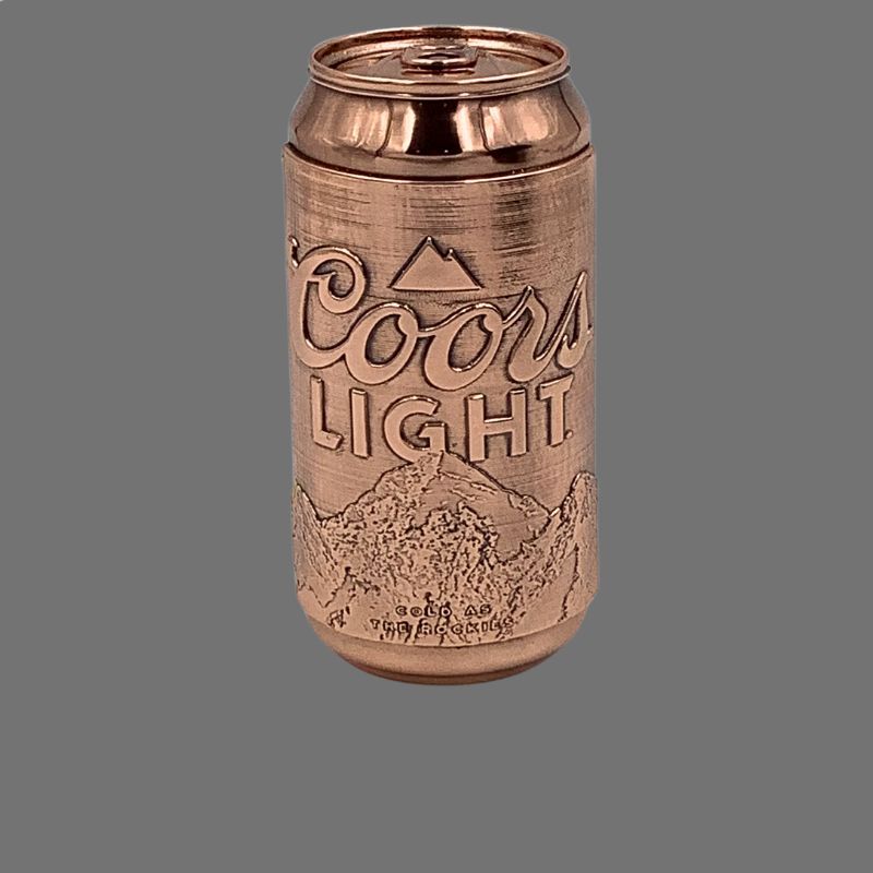 bronzed Coors Light can with embossed label used as a gift to Patrick Mahomes