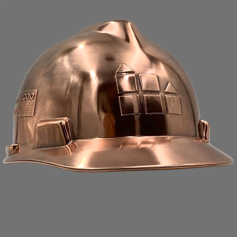 bronze plated hard helmet safety award or retirement gift